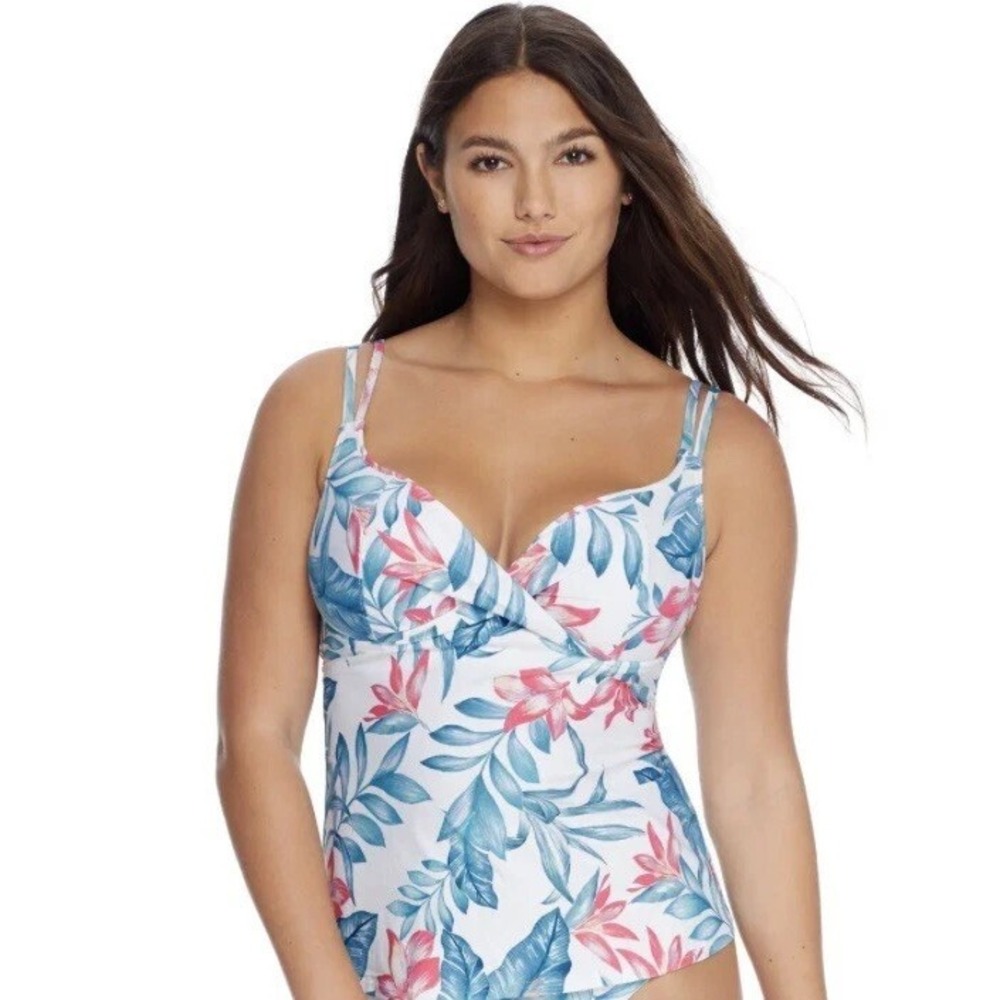 Birdsong Size 36G Bare Necessities Wild One Underwire Wrap Tankini Swim Top